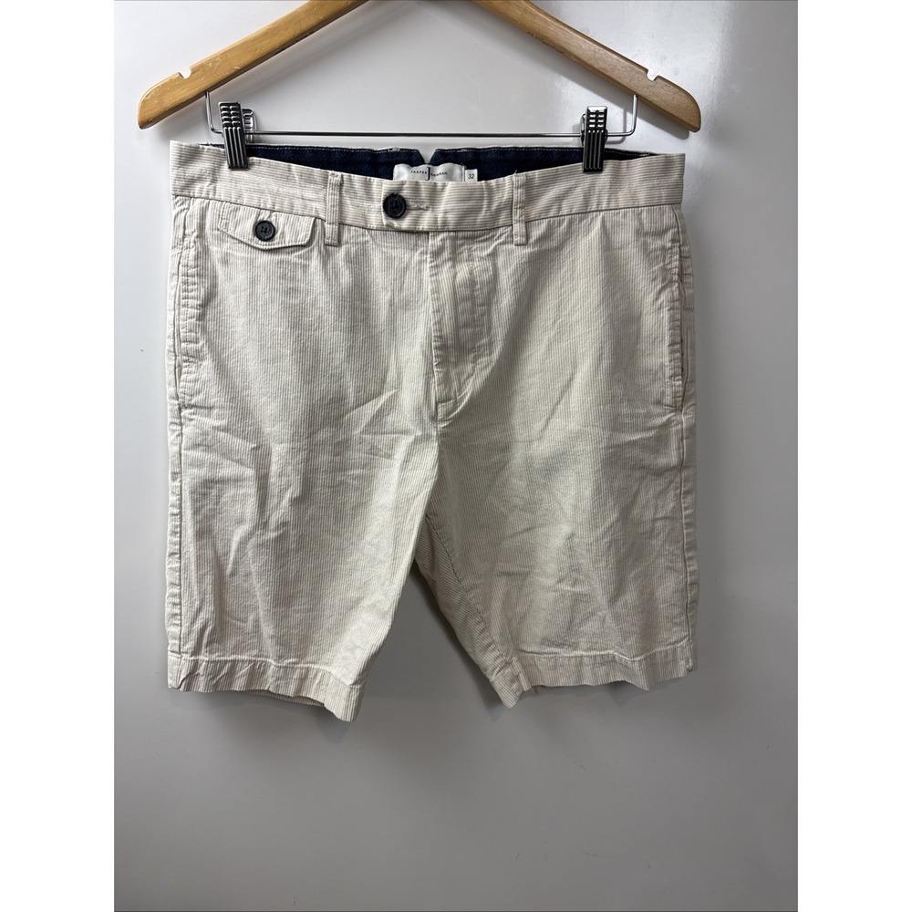 Mens Shorts Jasper Conran Light Beige Stripe 32 Preppy 9" Inseam  100% Cotton